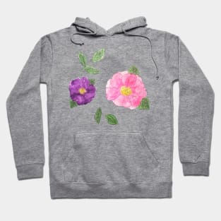 watercolour pink flowers watercolor purple flowers pink and purple flowers Hoodie